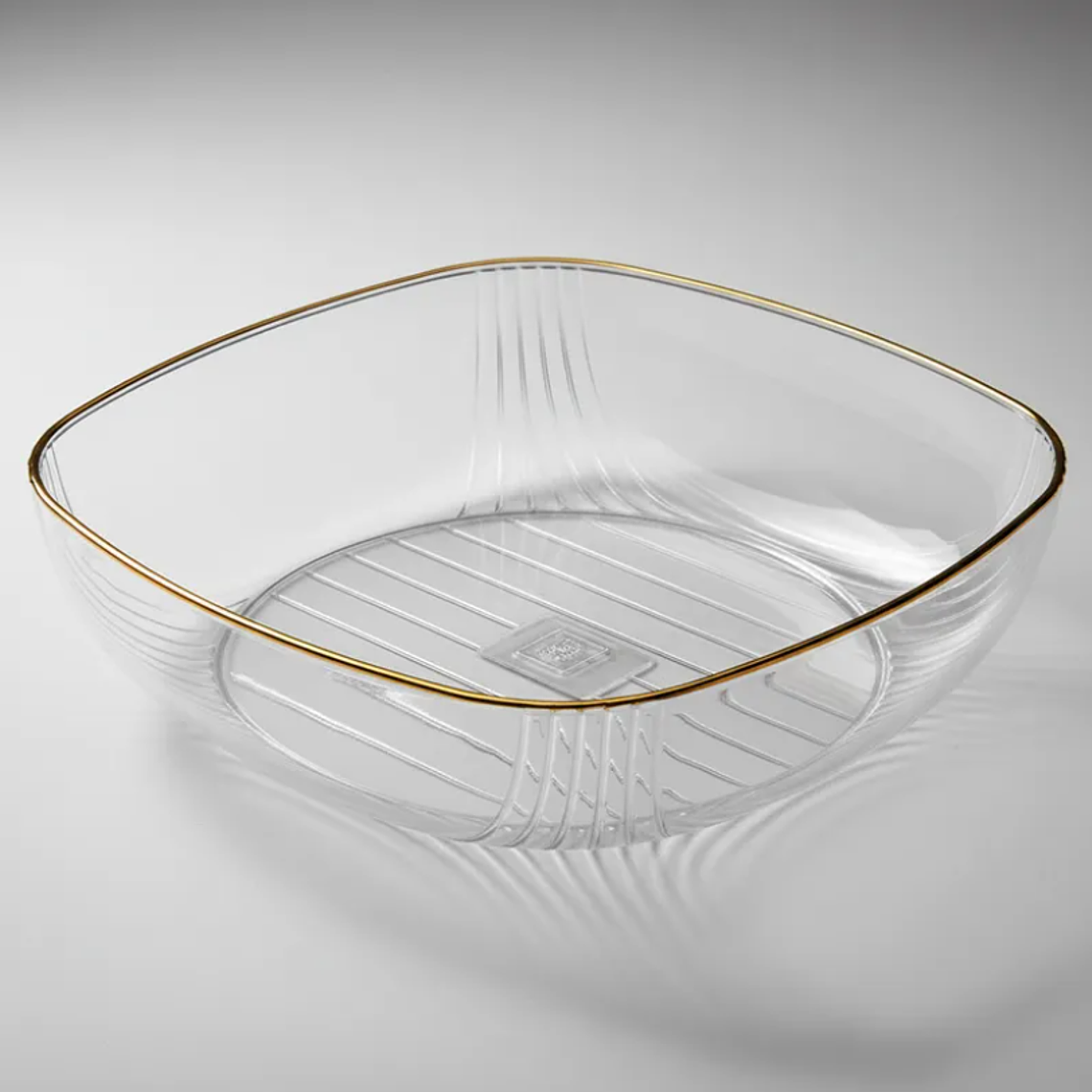 Fuente Ensaladera Plástico Acanalado Borde Dorado 14.5cm 3