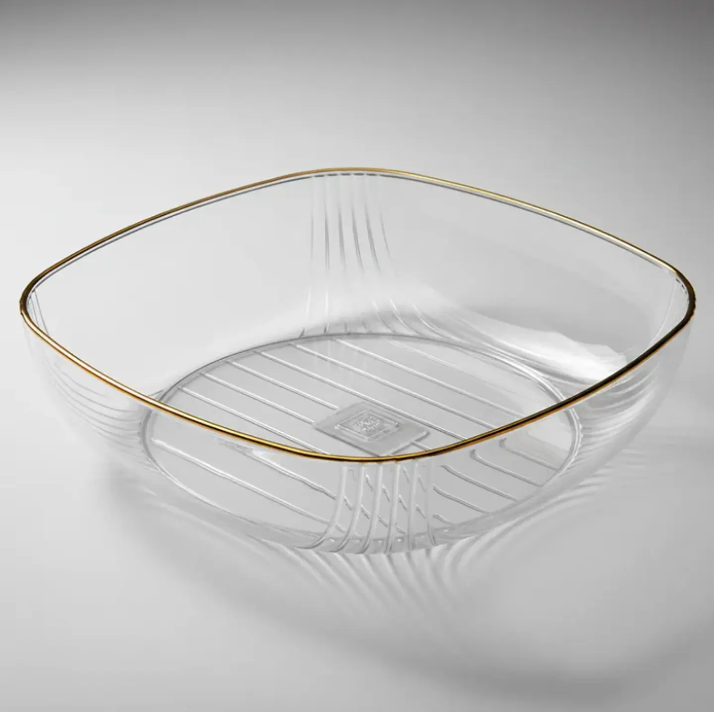 Fuente Ensaladera Plástico Acanalado Borde Dorado 14.5cm 3