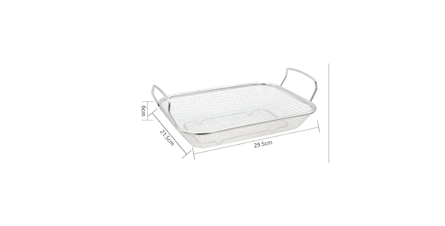 Canasto Freidora Rectangular De Acero Inoxidable Con Asas 3