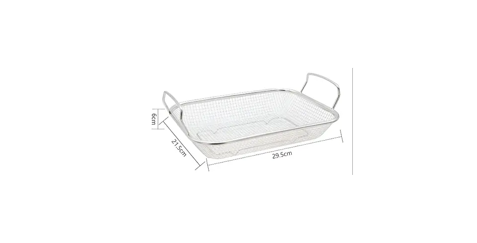 Canasto Freidora Rectangular De Acero Inoxidable Con Asas 3