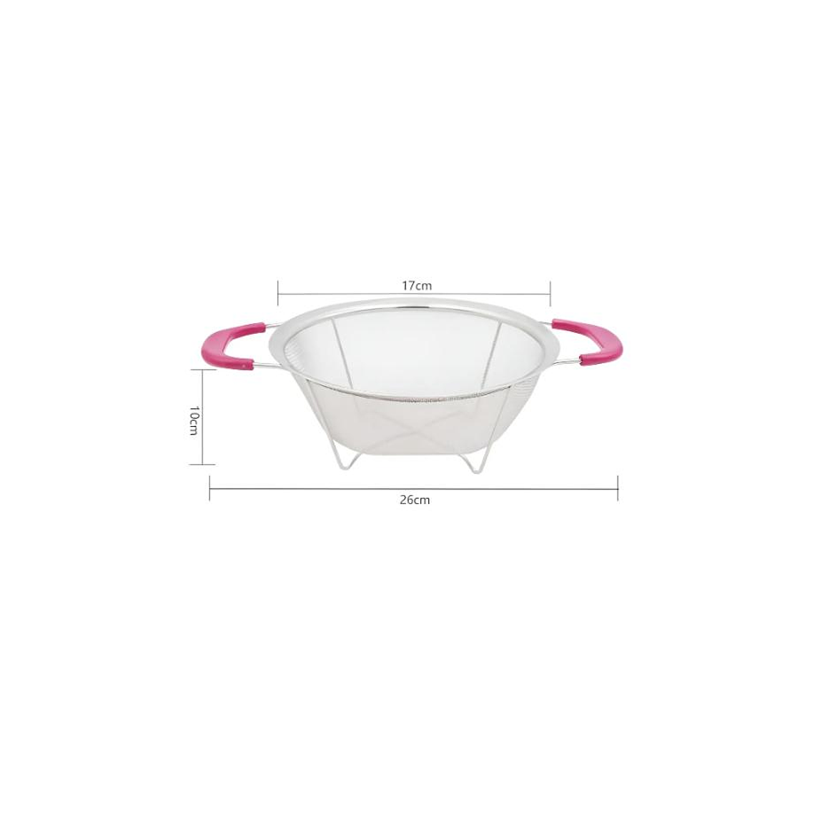 Colador De Acero Inoxidable Con Asas Rosas 26cm  3