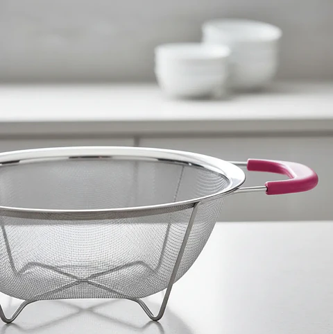 Colador De Acero Inoxidable Con Asas Rosas 26cm 