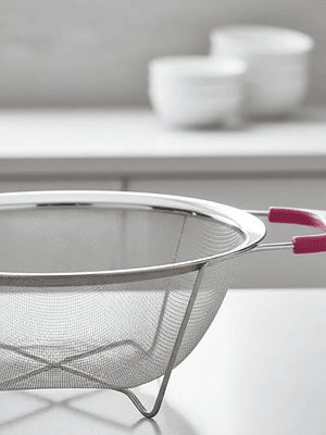 Colador De Acero Inoxidable Con Asas Rosas 26cm 