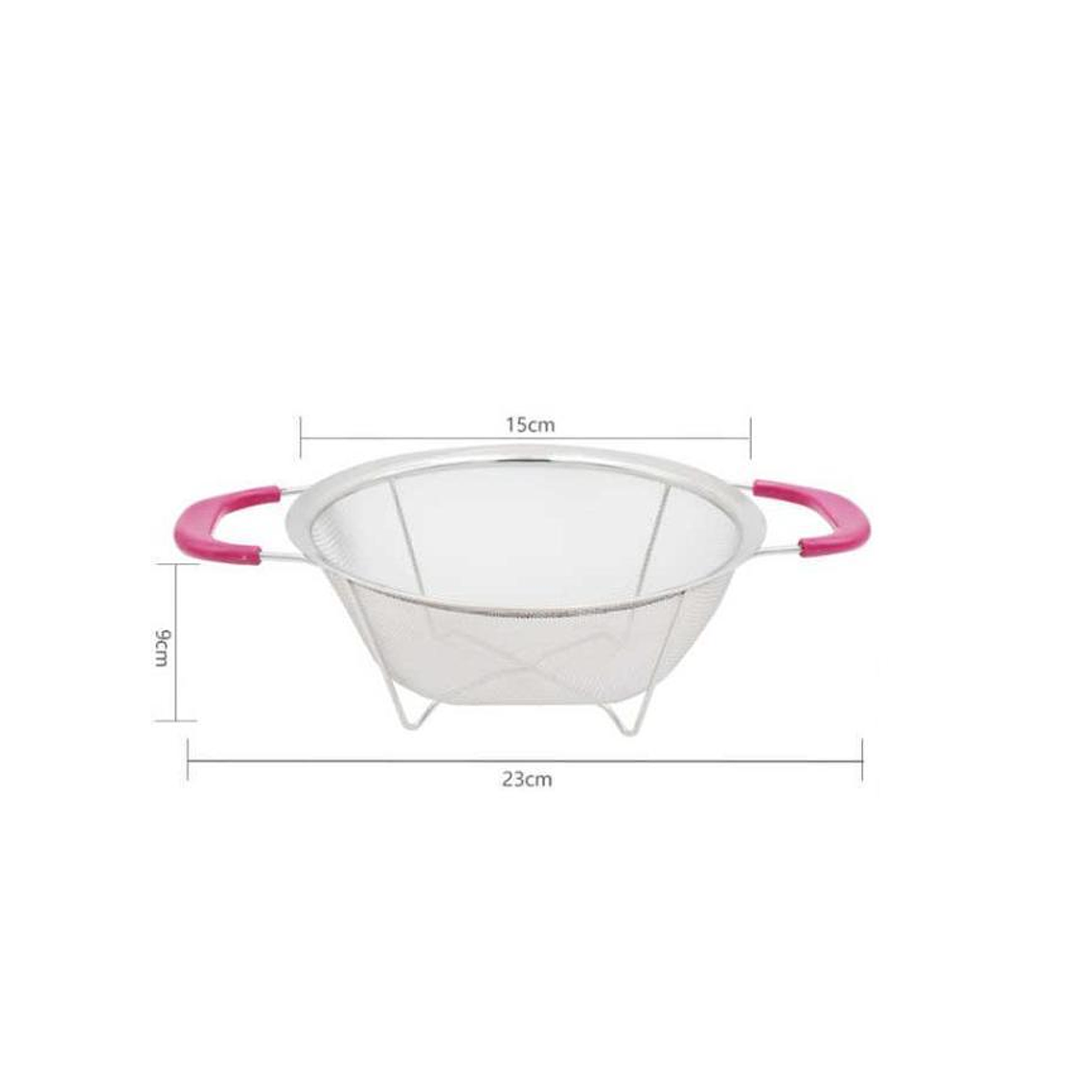 Colador De Acero Inoxidable Con Asas Rosadas 23cm 6