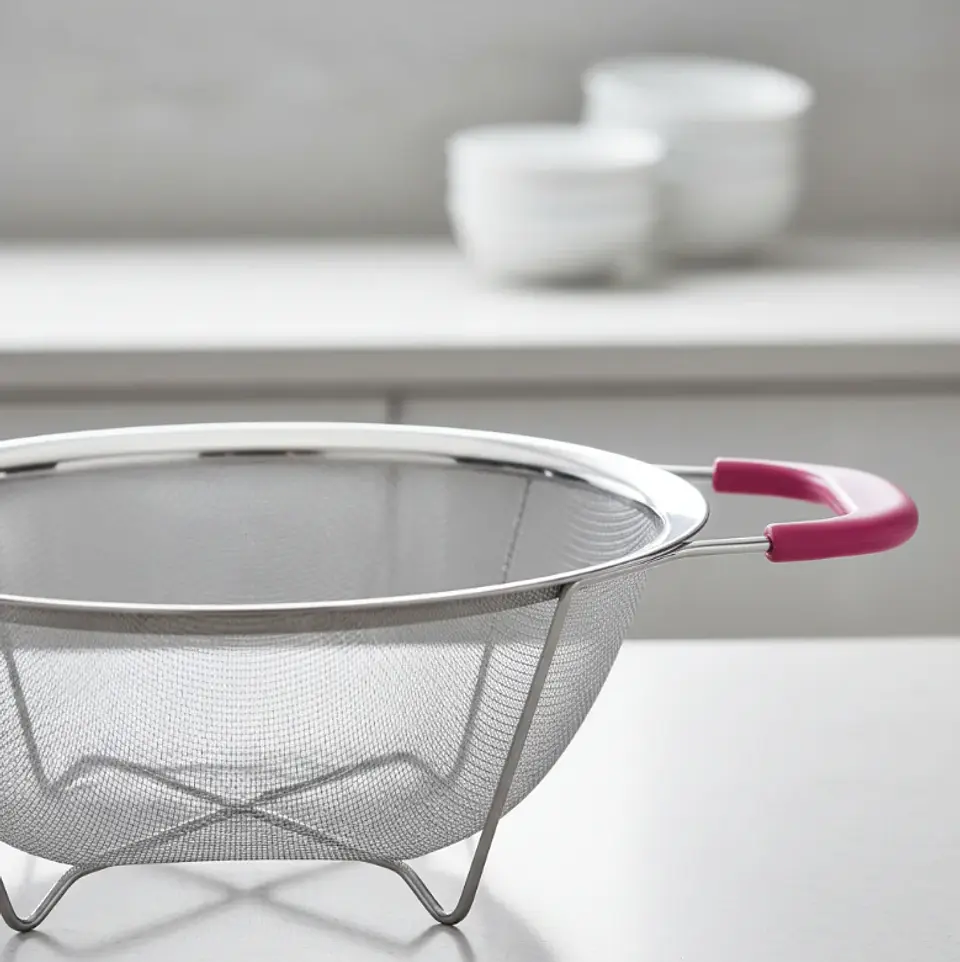 Colador De Acero Inoxidable Con Asas Rosadas 23cm 4