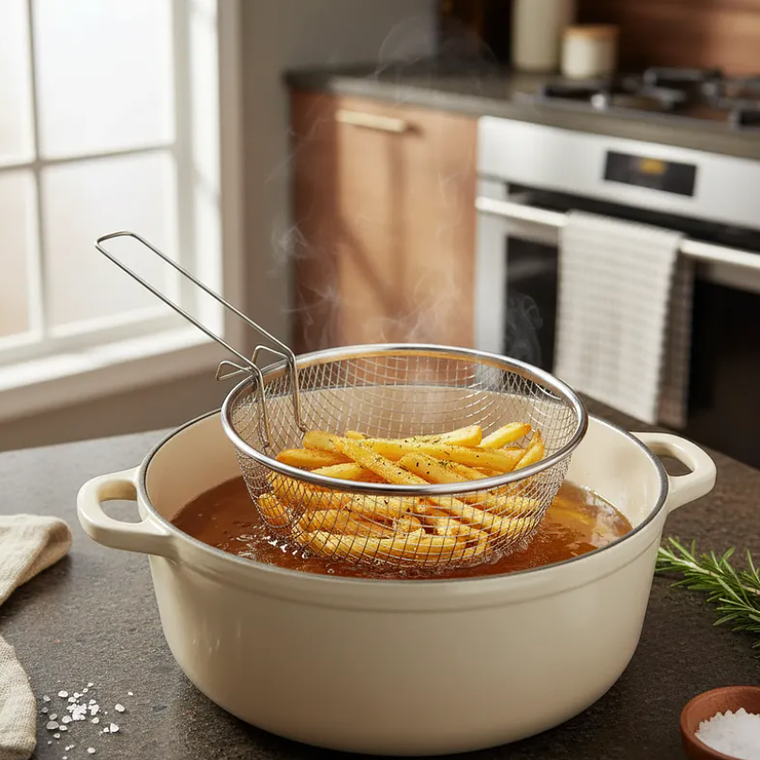 Canasto freidor de acero inoxidable 20cm para cocina 3