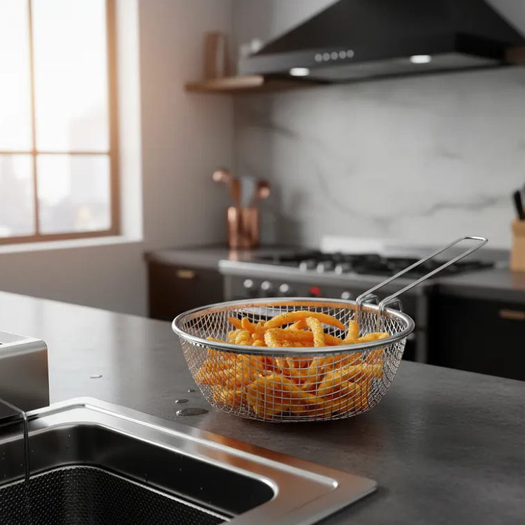 Canasto freidor de acero inoxidable 20cm para cocina 4