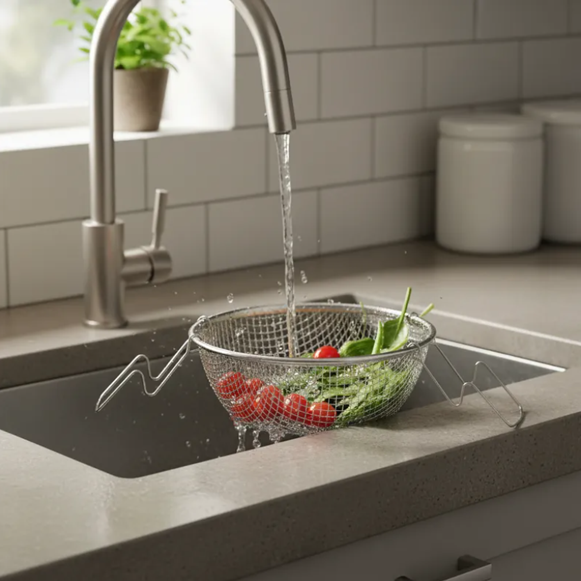 Canasto Colador Freidor De Acero Inoxidable Malla 22 Cm 3