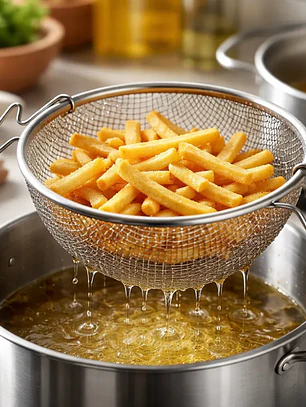 Canasto Colador Freidor De Acero Inoxidable Malla 22 Cm