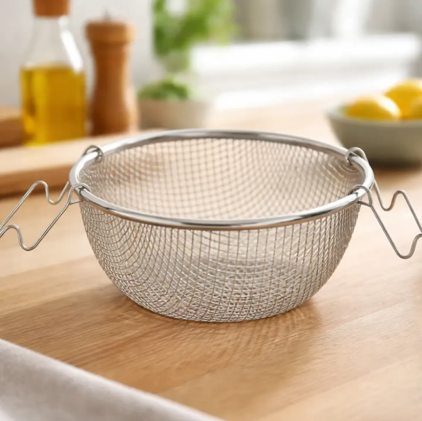 Canasto Colador Freidor De Acero Inoxidable Malla 22 Cm 4
