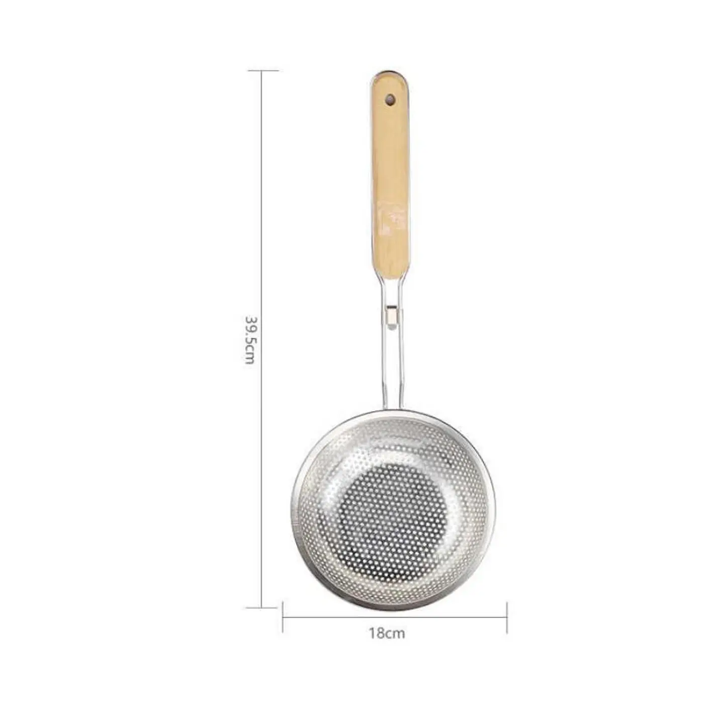 Colador Espumadera Acero Inoxidable Mango Madera Frituras 18cm 2