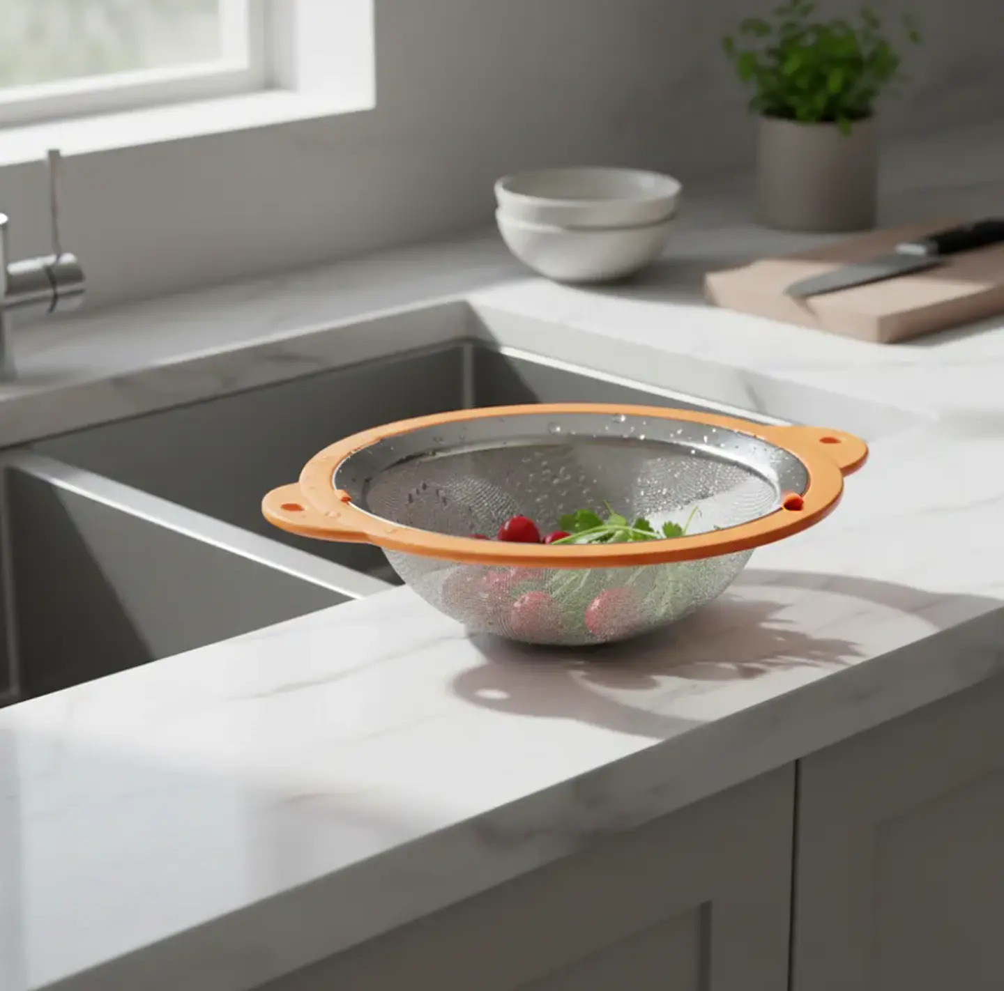 Colador de Acero Inoxidable Malla Fina 18cm Cocina 6
