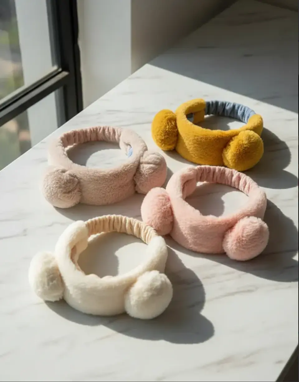 Cintillo De Felpa Skincare Maquillaje Con Orejitas Kawaii 4