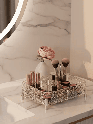 Organizador Acrílico Transparente Con Patas 4 Divisiones