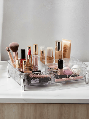 Organizador Acrílico Transparente Con Patas 4 Divisiones