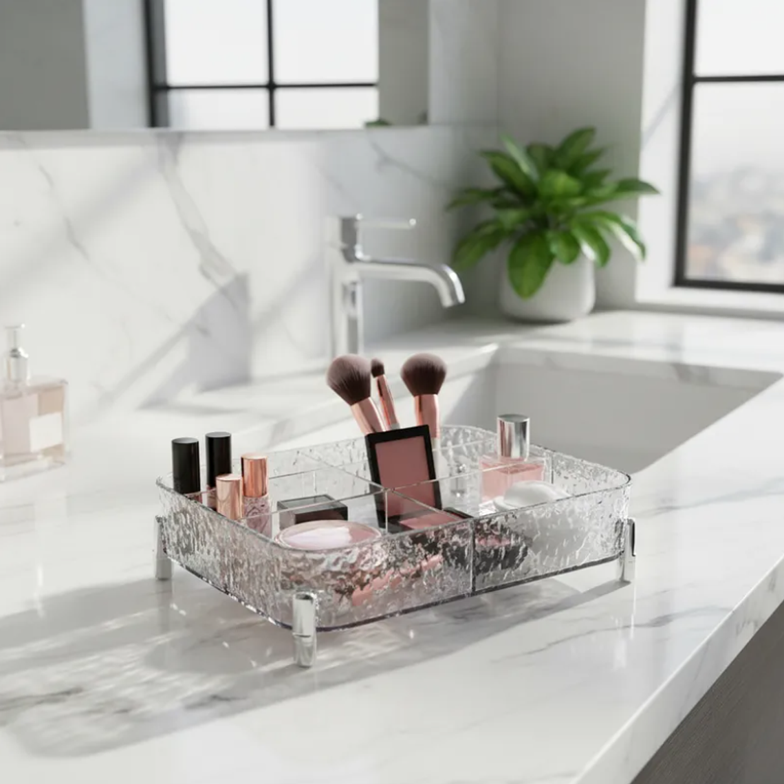 Organizador Acrílico Transparente Con Patas 4 Divisiones 5