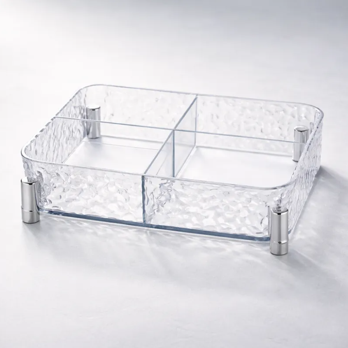 Organizador Acrílico Transparente Con Patas 4 Divisiones 6