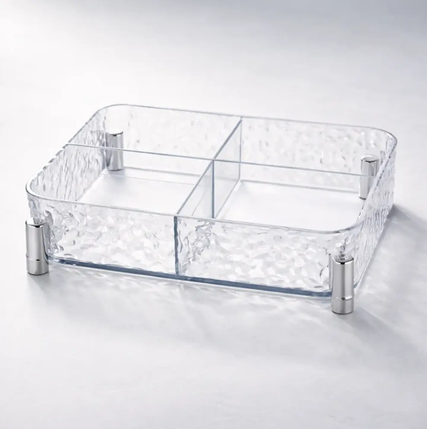 Organizador Acrílico Transparente Con Patas 4 Divisiones 6