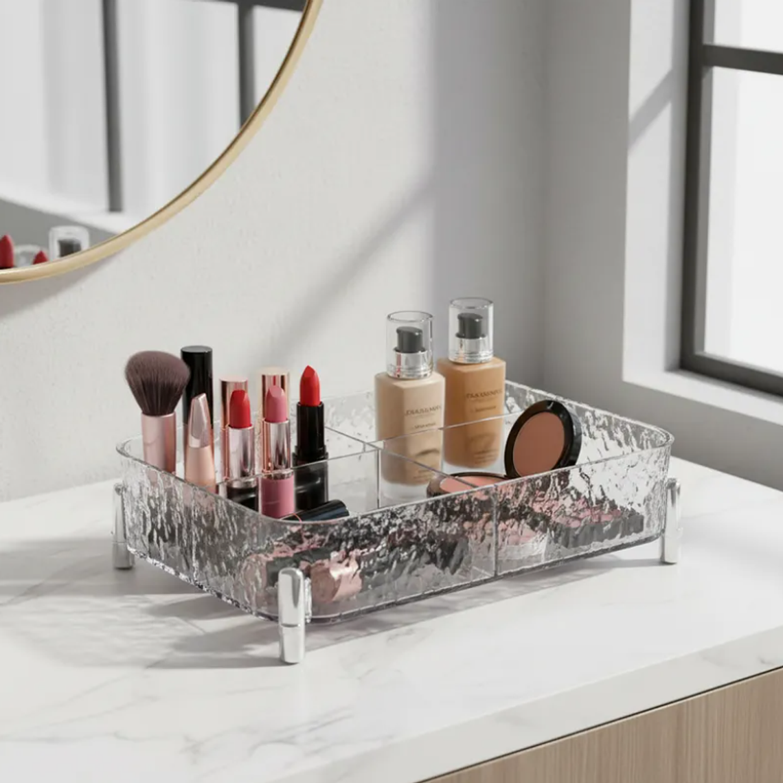 Organizador Acrílico Transparente Con Patas 4 Divisiones 7