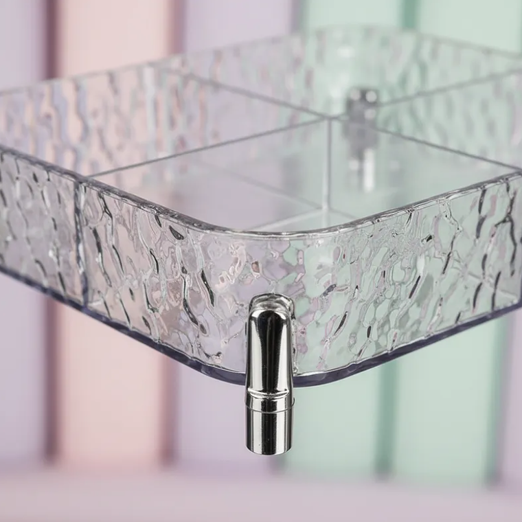 Organizador Acrílico Transparente Con Patas 4 Divisiones 8