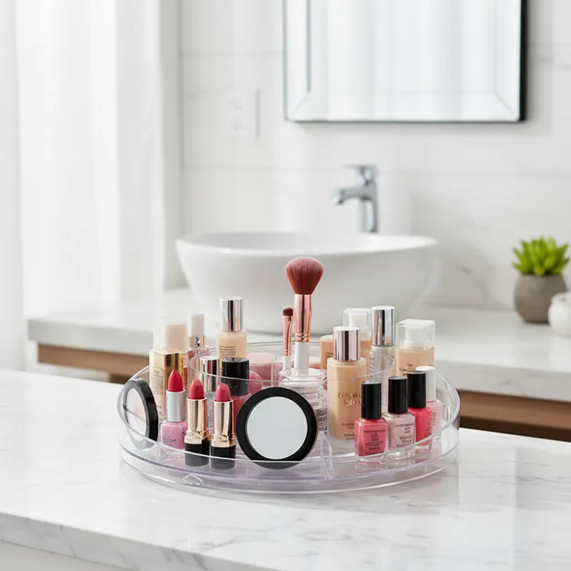 Organizador Giratorio Acrílico para Baño y Cosméticos 8