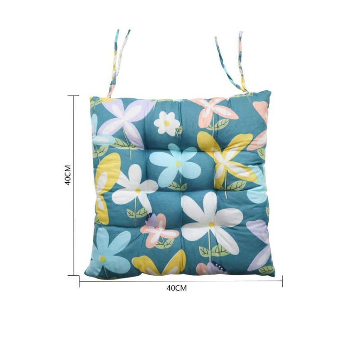 Cojín Para Silla Acolchado Diseño Flores 40x40cm Con Amarra 3
