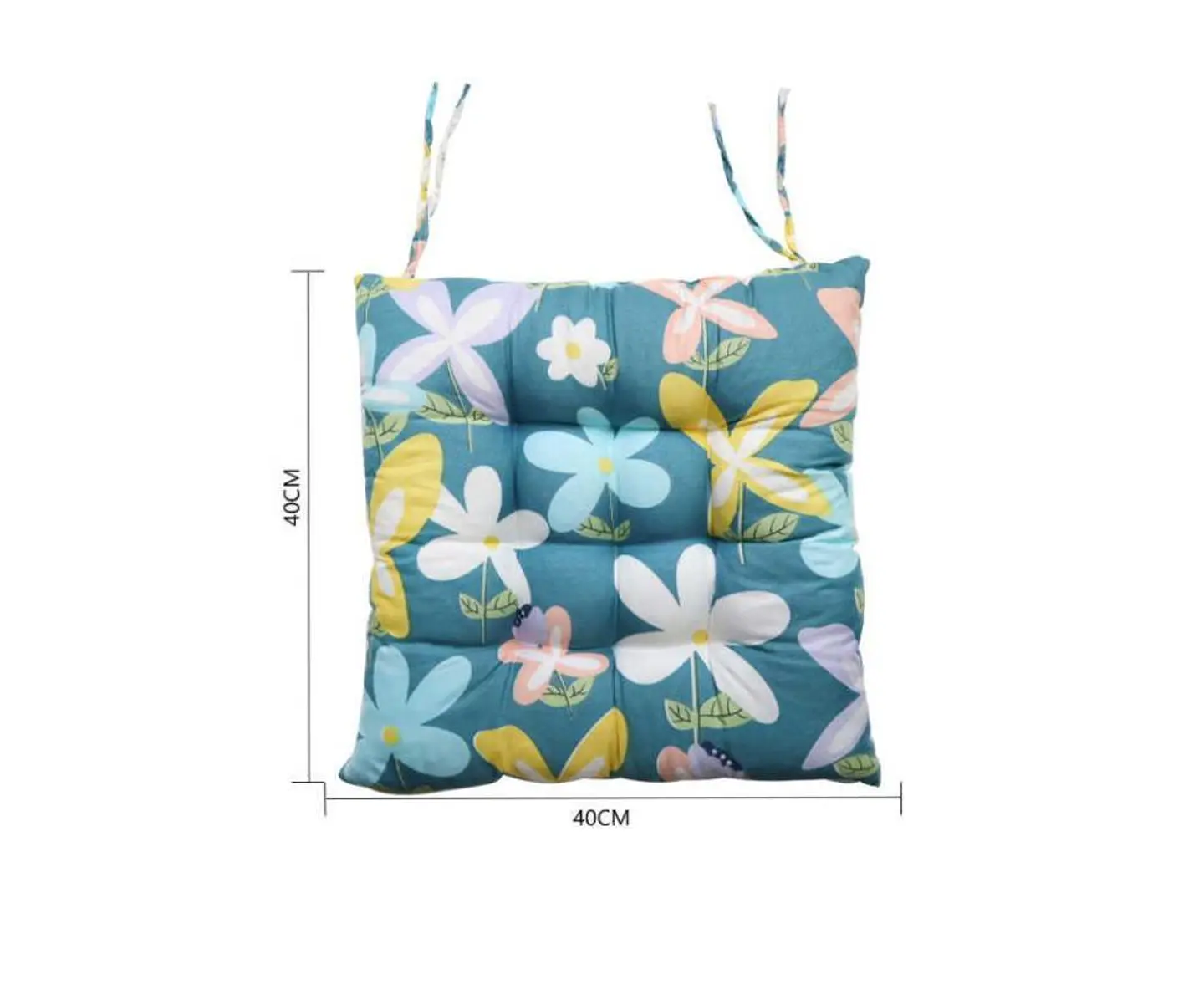Cojín Para Silla Acolchado Diseño Flores 40x40cm Con Amarra 3