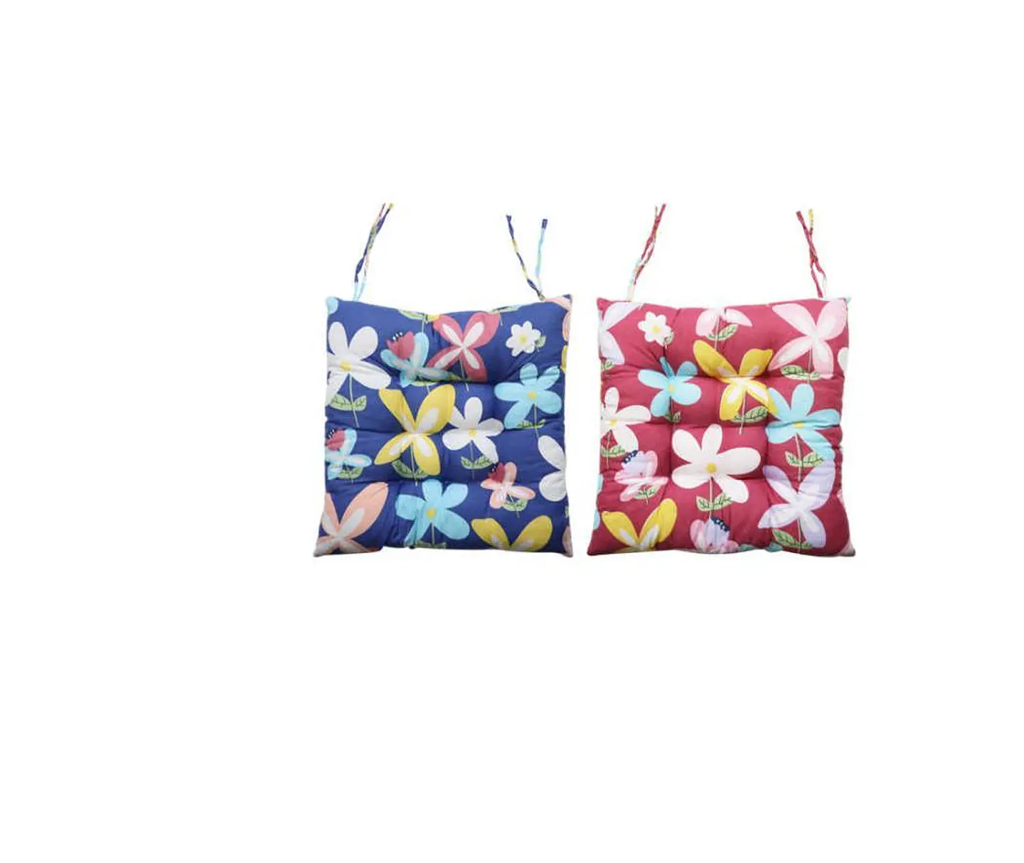 Cojín Para Silla Acolchado Diseño Flores 40x40cm Con Amarra 5