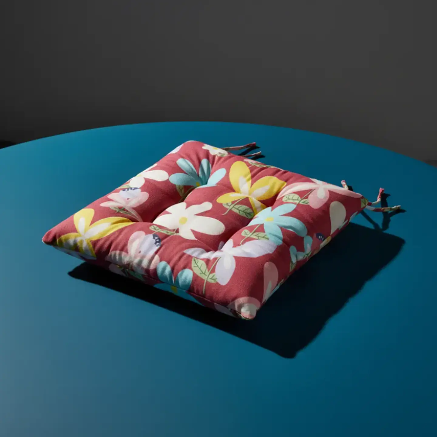 Cojín Para Silla Acolchado Diseño Flores 40x40cm Con Amarra 6
