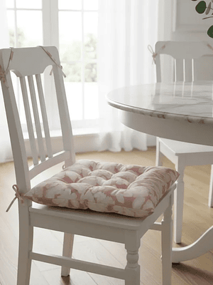 Cojín Para Silla Acolchado Diseño Floral 40x40cm Con Amarra