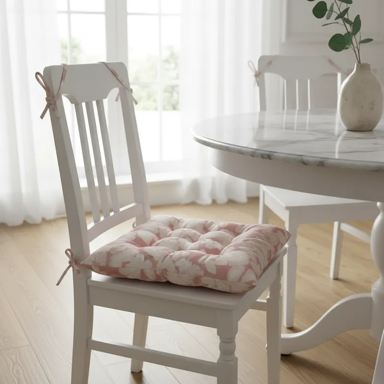 Cojín Para Silla Acolchado Diseño Floral 40x40cm Con Amarra 1