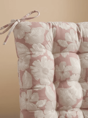 Cojín Para Silla Acolchado Diseño Floral 40x40cm Con Amarra