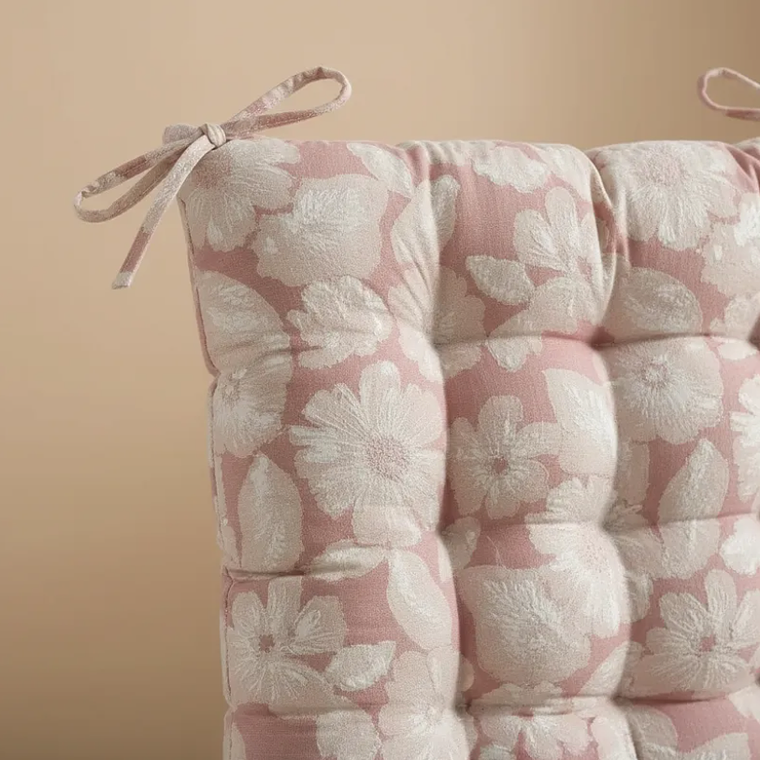 Cojín Para Silla Acolchado Diseño Floral 40x40cm Con Amarra 2