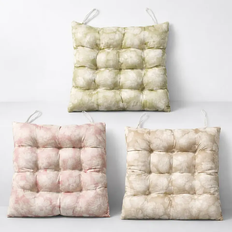 Cojín Para Silla Acolchado Diseño Floral 40x40cm Con Amarra 4