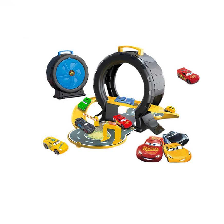 Pista De Carreras  Portátil Maletín Rueda Con Autitos 3