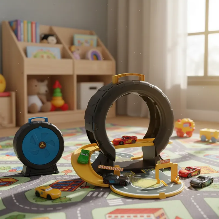 Pista De Carreras  Portátil Maletín Rueda Con Autitos 1