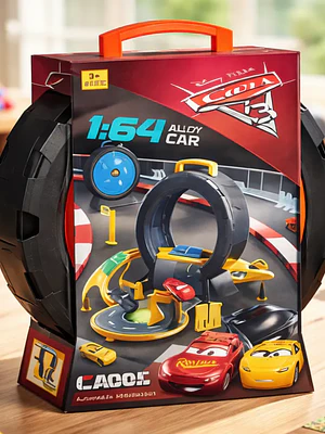 Pista De Carreras  Portátil Maletín Rueda Con Autitos