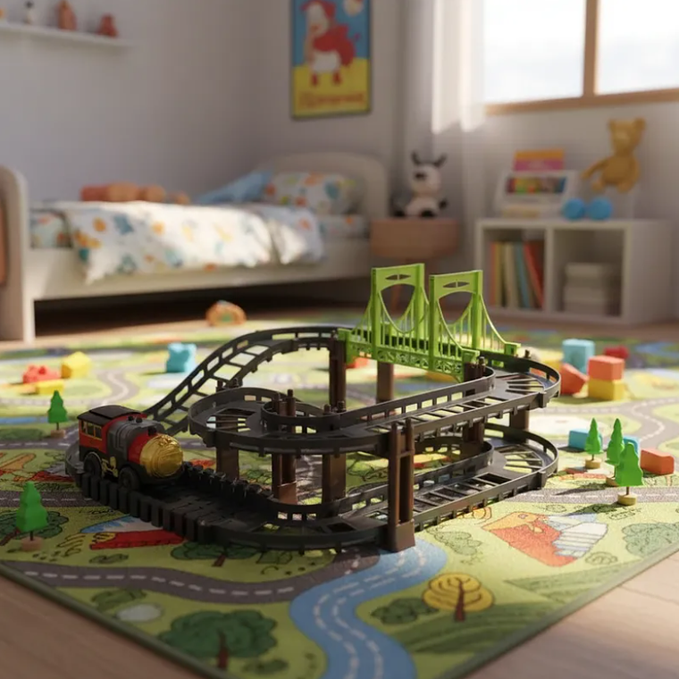 Pista De Tren Eléctrico Con Puente 4