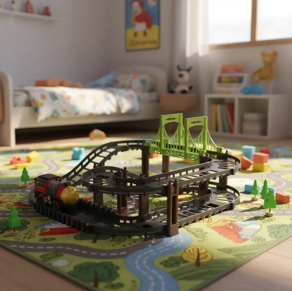 Pista De Tren Eléctrico Con Puente 4