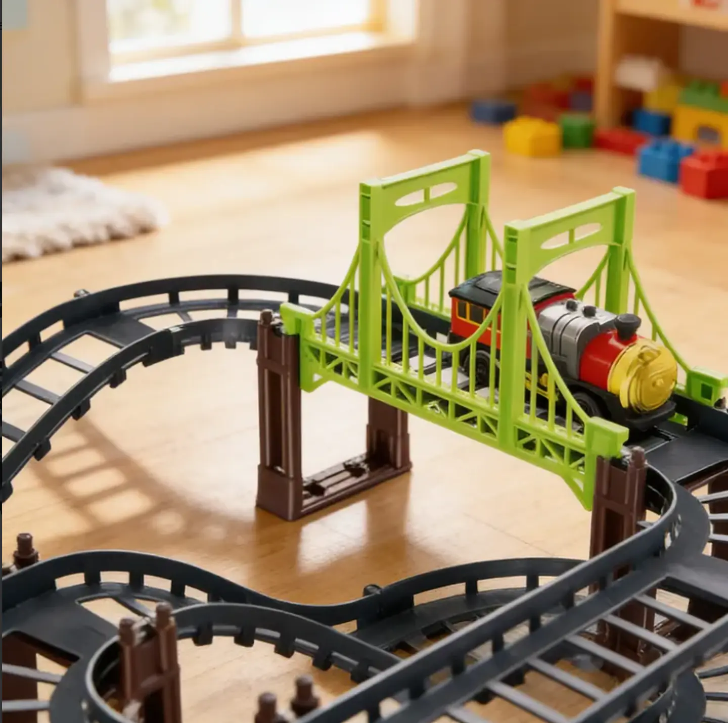 Pista De Tren Eléctrico Con Puente 3