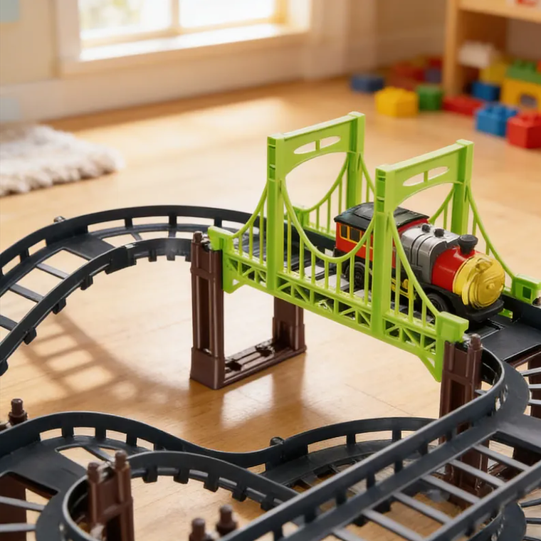 Pista De Tren Eléctrico Con Puente 3