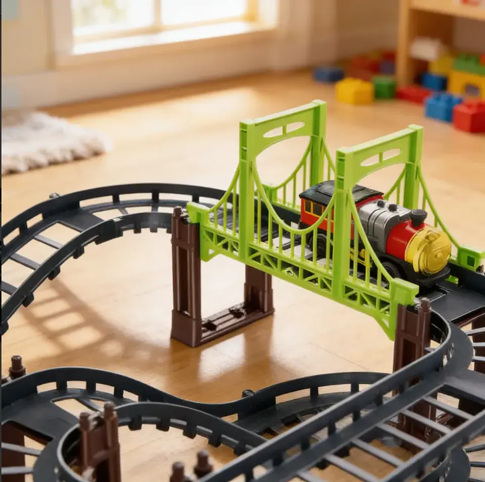 Pista De Tren Eléctrico Con Puente 3