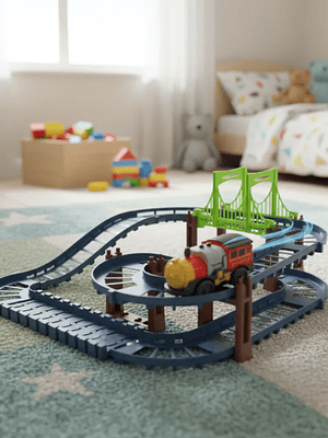 Pista De Tren Eléctrico Con Puente