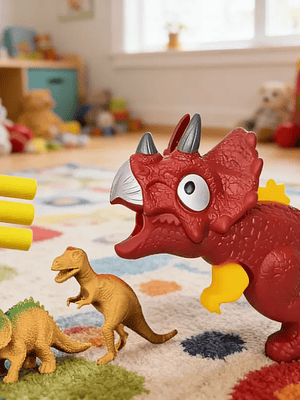 Pistola Lanzador Dinosaurio Triceratops Con Dardos Y Figuras