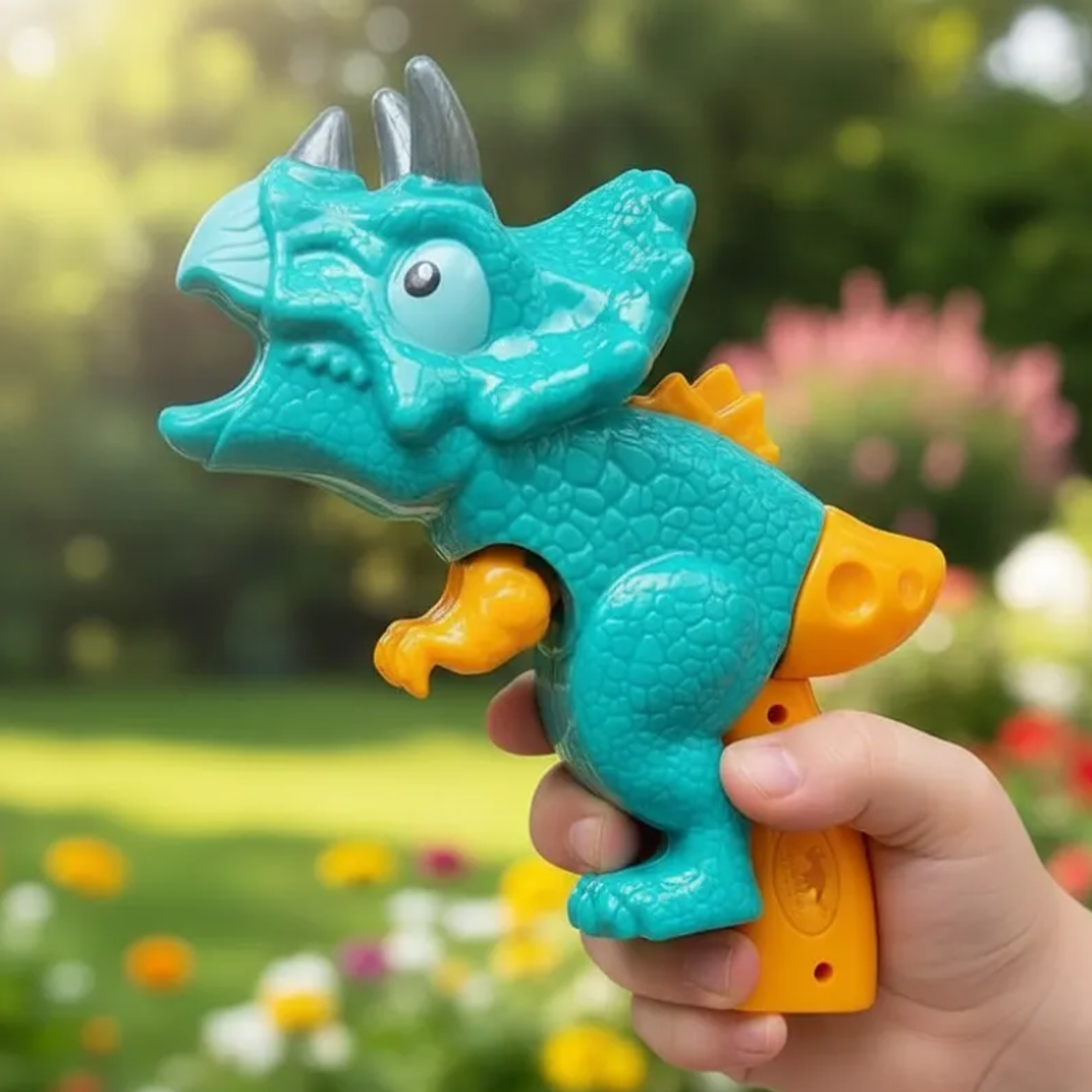 Pistola Lanzador Dinosaurio Triceratops Con Dardos Y Figuras 2