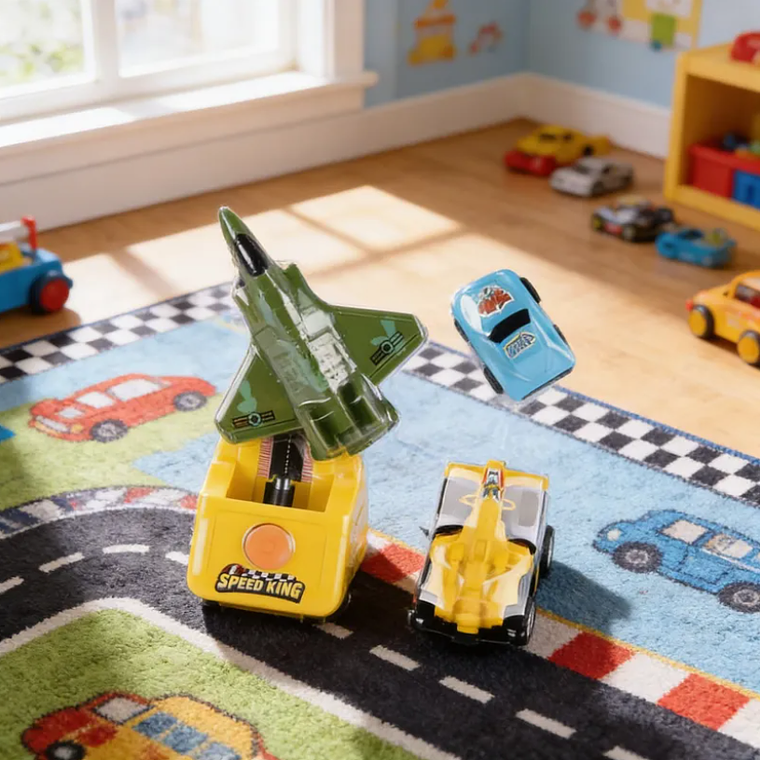 Set Juguete Lanzador De Autos Y Avión De Carreras  4