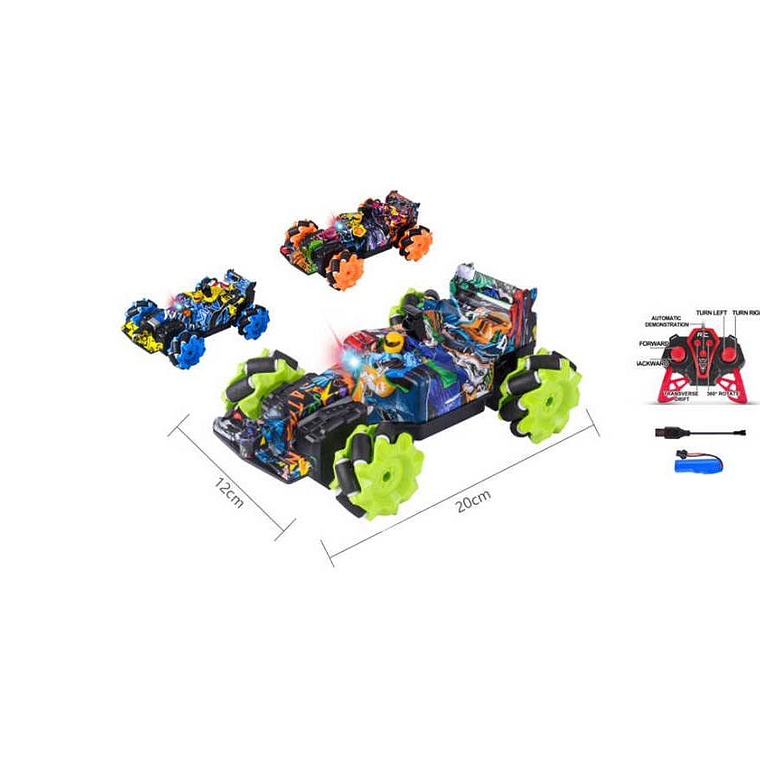 Auto A Control Remoto Stunt Drift 360° Recargable Con Luces 4