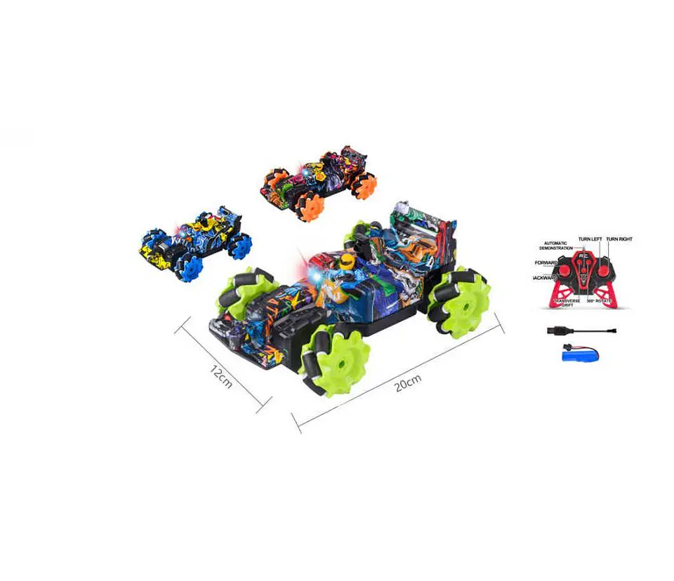 Auto A Control Remoto Stunt Drift 360° Recargable Con Luces 4