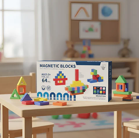 Bloques Magnéticos De Construcción 64 Piezas Juego Didáctico