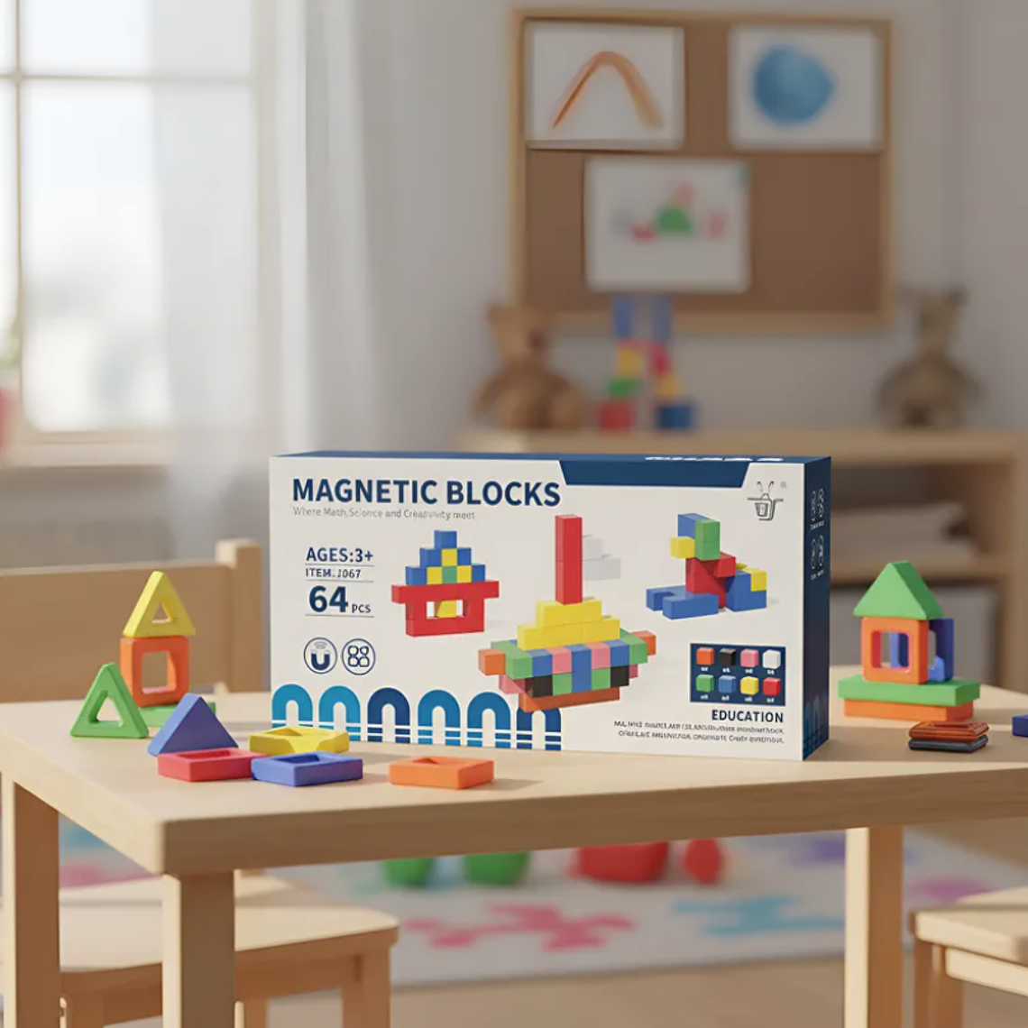 Bloques Magnéticos De Construcción 64 Piezas Juego Didáctico 1